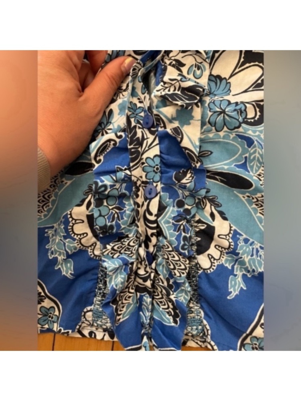 Love the Label Anthropologie Clementine Poppy Blue Print Top - Picture 6 of 9